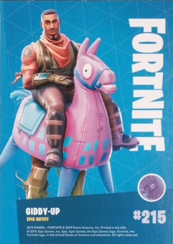 2019 Panini Fortnite Series 1 #215 Giddy-Up — Holofoil trading card back