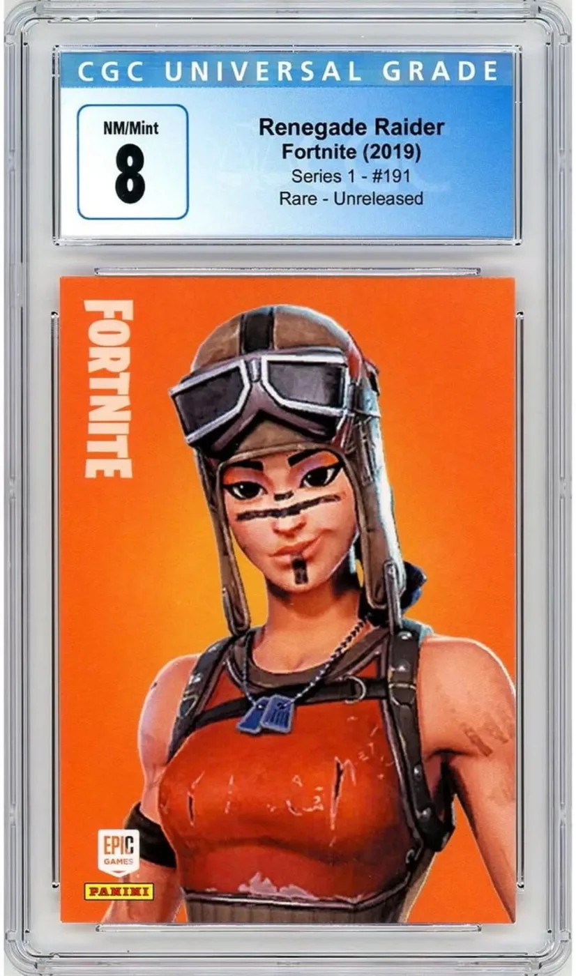 Panini Fortnite prototype card in a graded slab