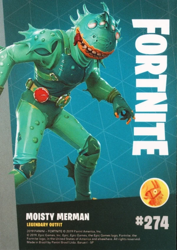 2019 Panini Fortnite Series 1 #274 Moisty Merman — Holofoil trading card back