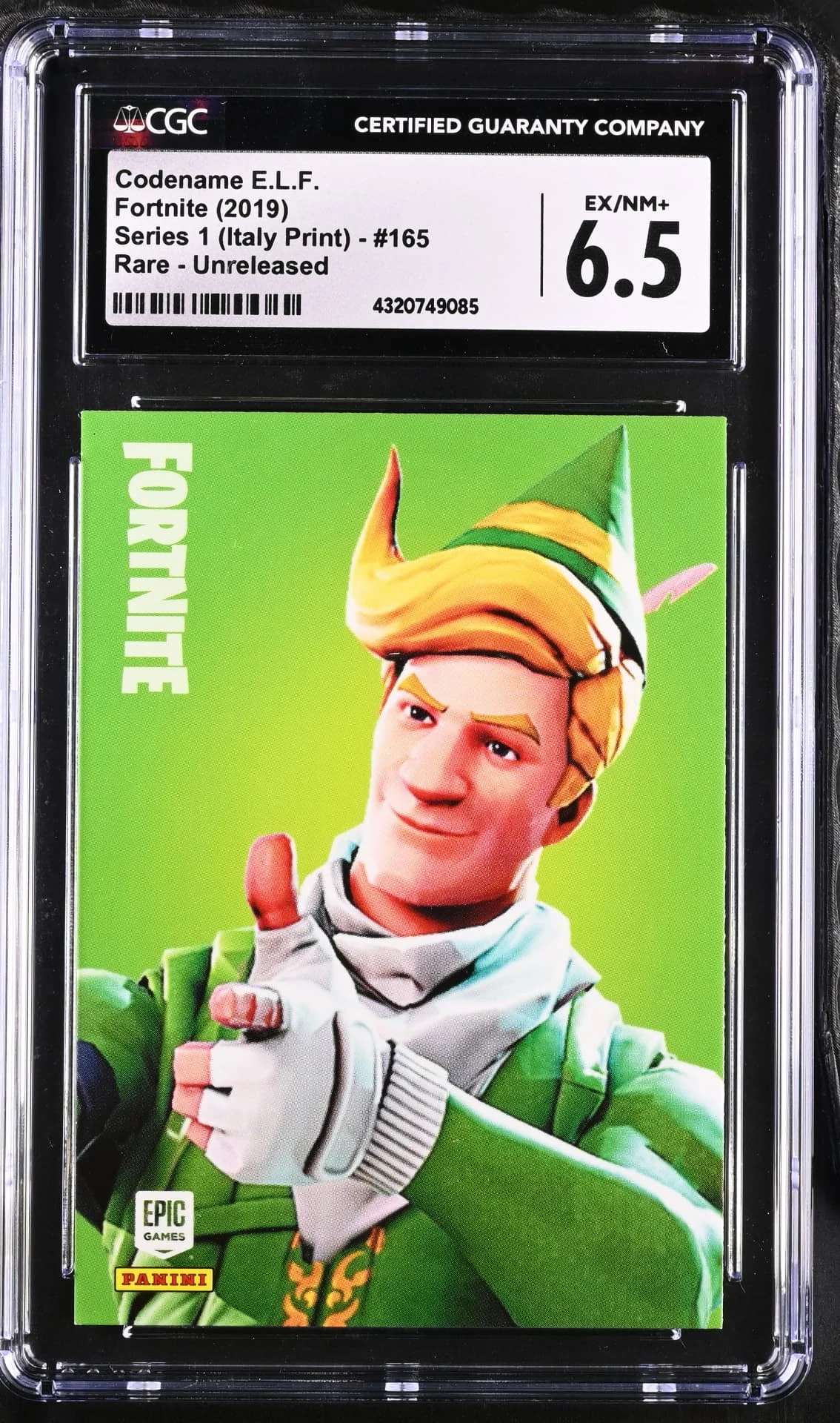 Enlarged transparent Epic Games logo on the Codename E.L.F. #165 Unreleased Prototype — Series 1 Italy Print
