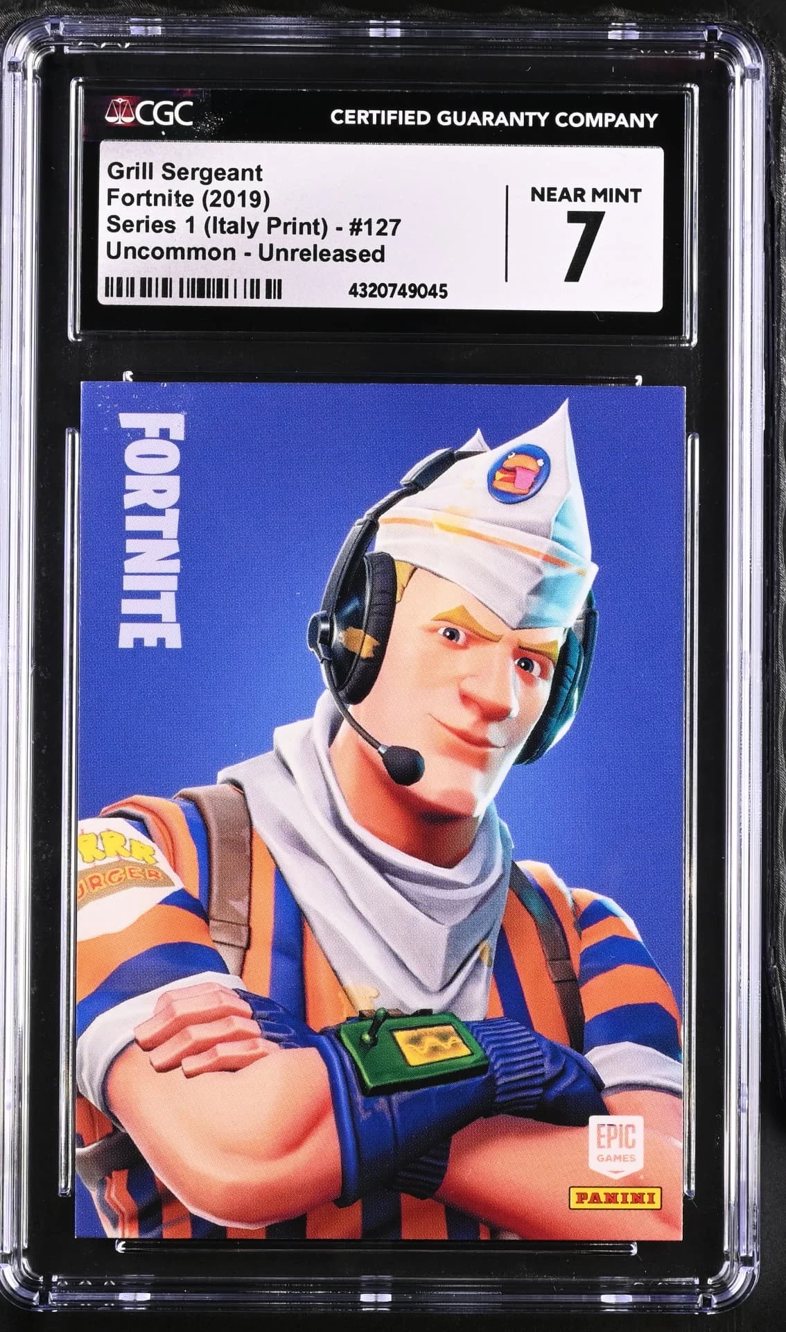 Enlarged transparent Epic Games logo on the Grill Sargeant #127 Unreleased Prototype — Series 1 Italy Print