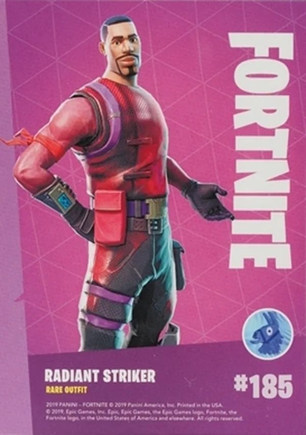 2019 Panini Fortnite Series 1 #185 Radiant Striker — Holofoil trading card back