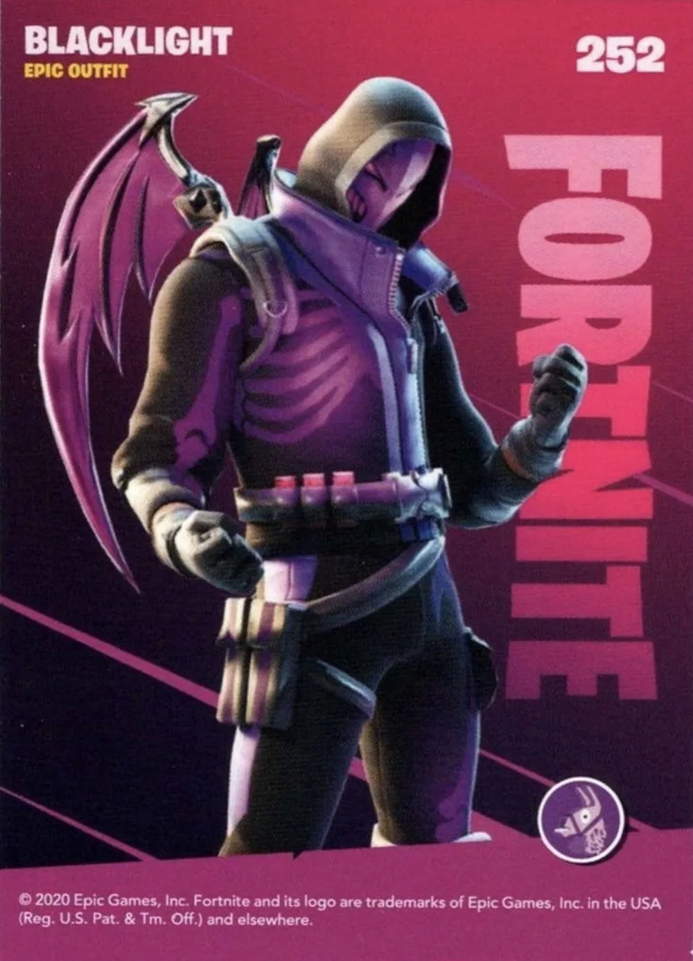 2020 Panini Fortnite Reloaded #252 Blacklight trading card back