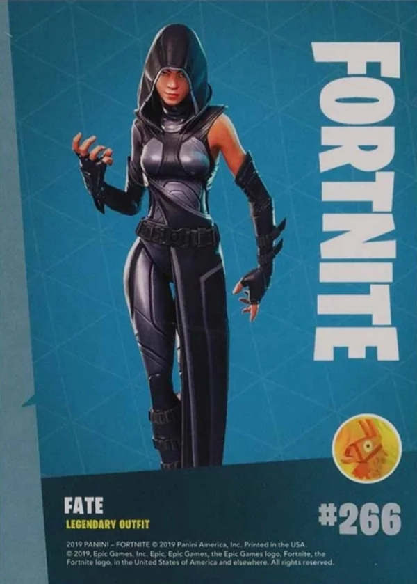 2019 Panini Fortnite Series 1 #266 Fate — Holofoil trading card back